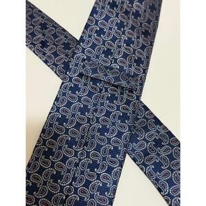 Vintage Soloio 100% Silk Men's Necktie - Tie - Blue Paisley Print